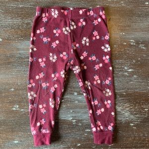 3/$12 Dark Magenta Pink Legging Pants with Floral Print